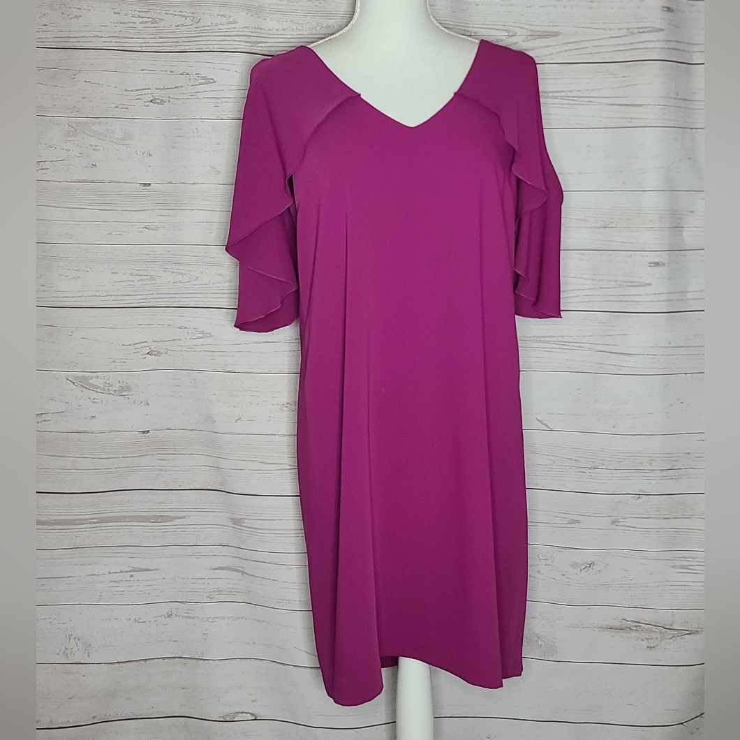 Tina Turk Magenta Cold Shoulder Backless Dress